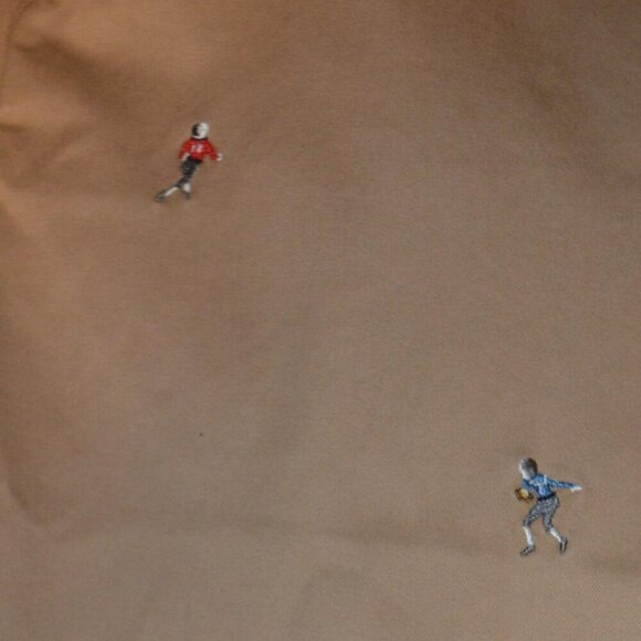 Brooks Brothers Pants Mens 36 x 30 Tan Football Embroidered Khaki Chino Clark - Picture 3 of 4